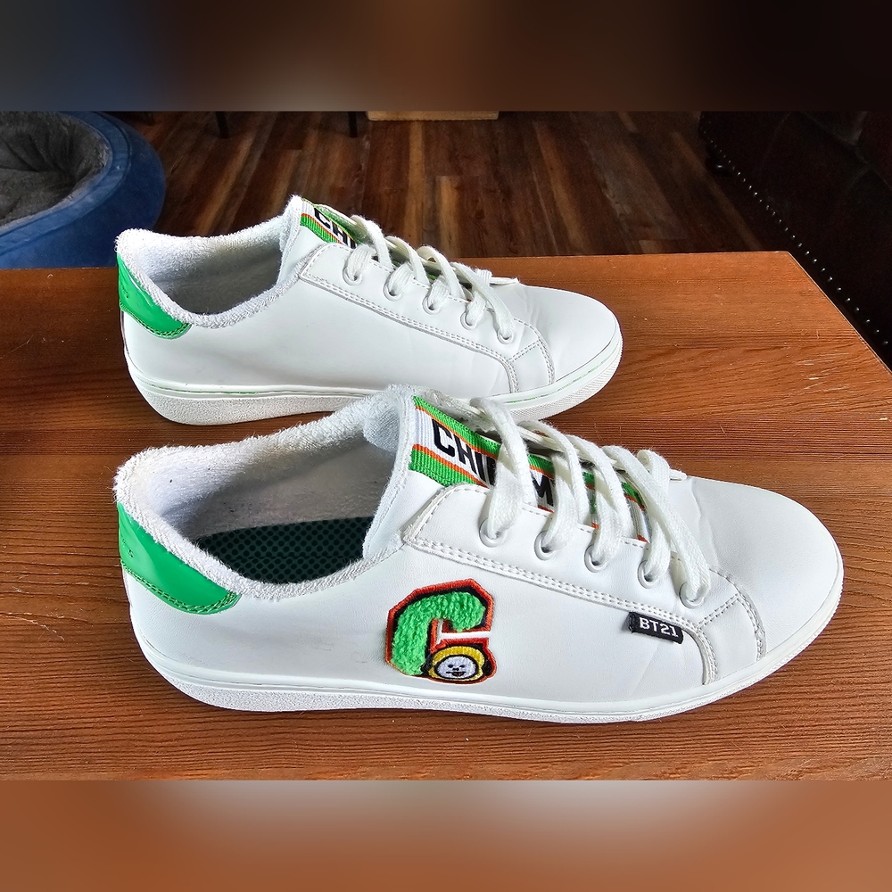 Skechers Women's Size 7.5 BT21 Chimmy BTS Jimin White Green Sneakers